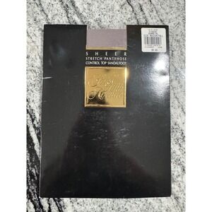 Saks Fifth‎ Avenue Sheer Pantyhose Control Top Sandalfoot Gunmetal Medium Tall